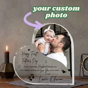 Personalized First Father’s Day Acrylic Plaque Custom Photo Gift for Dad from Baby