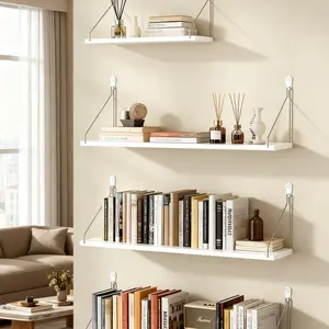 Wall Mounted Shelf, Simple Style Minimalist No Drilling Design, Layered Storage Decorative Display, Small Items Organizer for Renting Rooms