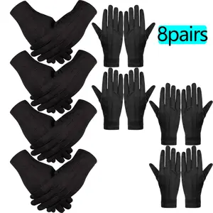 8 Pairs Black Gloves - Soft Breathable Pull-On Design for Military Parades,Banquets,Flag Raising Outdoor Activities - Versatile for Security Guards,Waiters,Pilots - Ideal for Formal Event Gloves,Sleek Glove Design