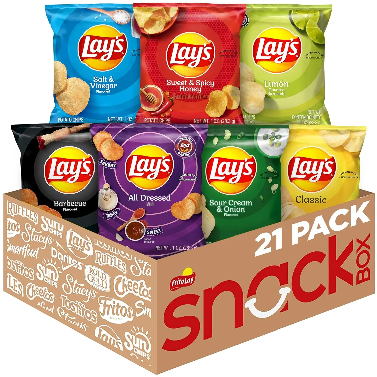 Potato Chips Variety Pack, 1 oz Bags, (21 Pack) (Packaging and Formula May Vary)