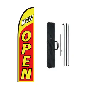 VEVOR Open Flag with Pole Kit, Advertising Flag for Business Outside, Advertising Feather Flag Kit, Includes 1 Banner Flag, 1 Pole, 1 Ground Stake, Open Signs Swooper Flag for Businesses 16.3 FT Aluminum Lightweight