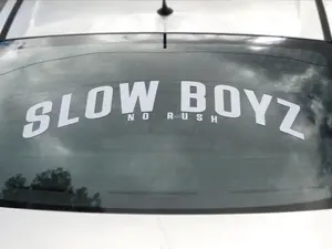 Slow Boyz - No Rush V1 Windshield Rear Window Decal Car Sticker Banner JDM Vinyl Graphics Stance Kanji KDM