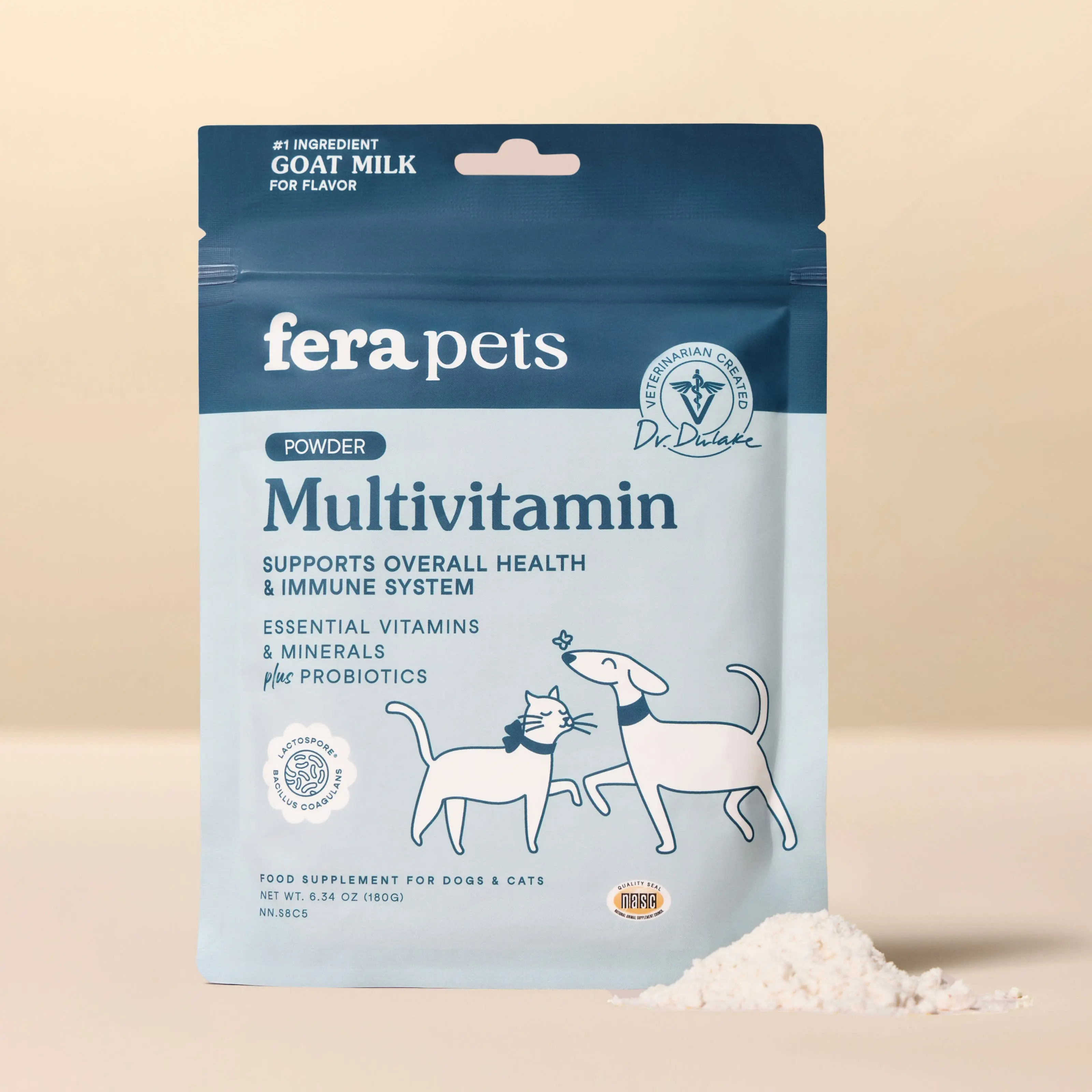 Fera Pets Multivitamin Goat Milk Topper for Dogs & Cats – Vet‑Formulated Daily Nutrition with Essential Vitamins, Minerals & Probiotics