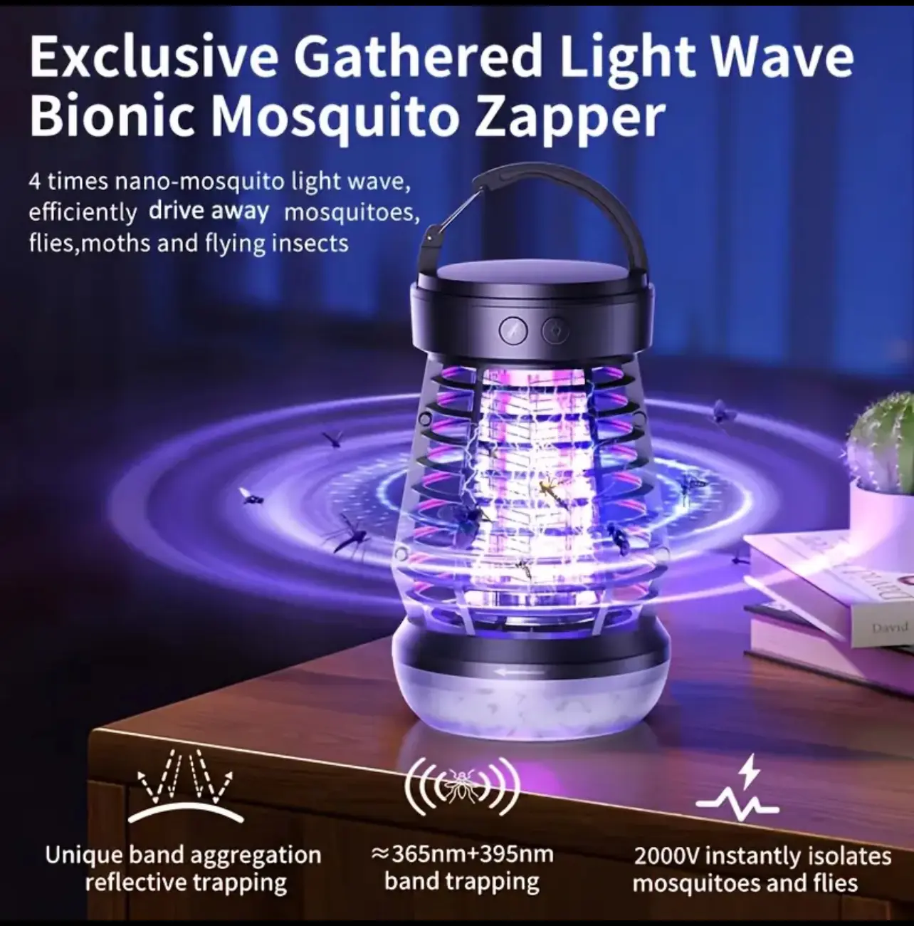 M Right 2025 Upgrade 3-in-1 Portable Rechargeable Camping Lantern with Mosquito Zapper, 2000V High-Voltage Grid, Adjustable Brightness, SOS Mode, Ideal for Indoor & Outdoor Use