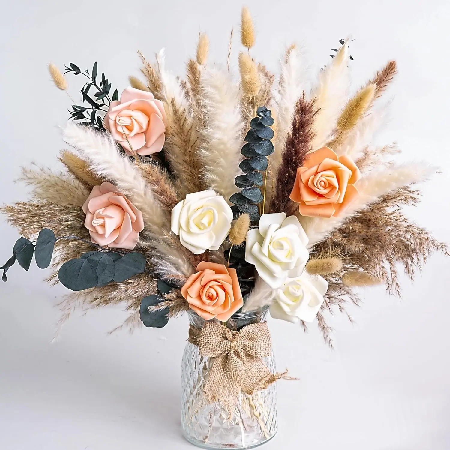 Dried Flower Bouquet | Pampas Grass Decor | Floral Arrangements for Home & Wedding | Boho, Rustic, and Modern Decorations Decorative Centerpiece