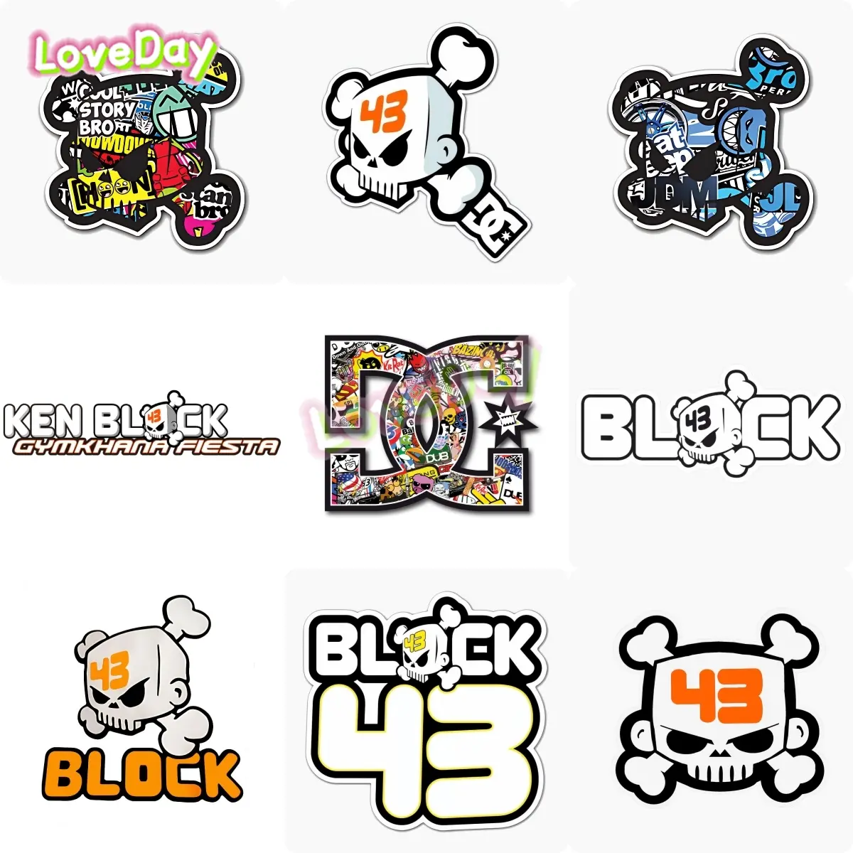 Ken Block Skulls 43 Car Sticker Funny Vinyl Cartoon Racing Stickers Auto Motorcycle Decoration Skateboard Graffiti Decals