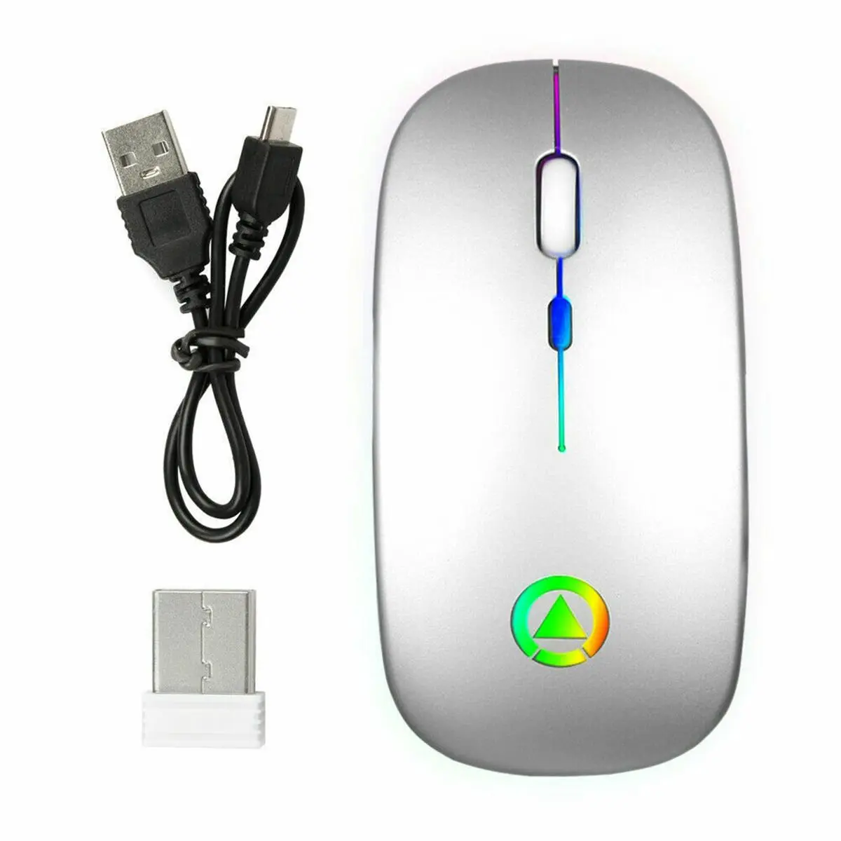 Sanoxy SANOXY-USB-RCH-MS-SLV 2.4GHz Contoured Ergonomic Gaming Mouse - USB Rechargeable RGB Glow Multifunctional Wireless Optical Mouse with Ergonomic Support for PC, Laptop (Silver), Contoured Ergonomic Mouse