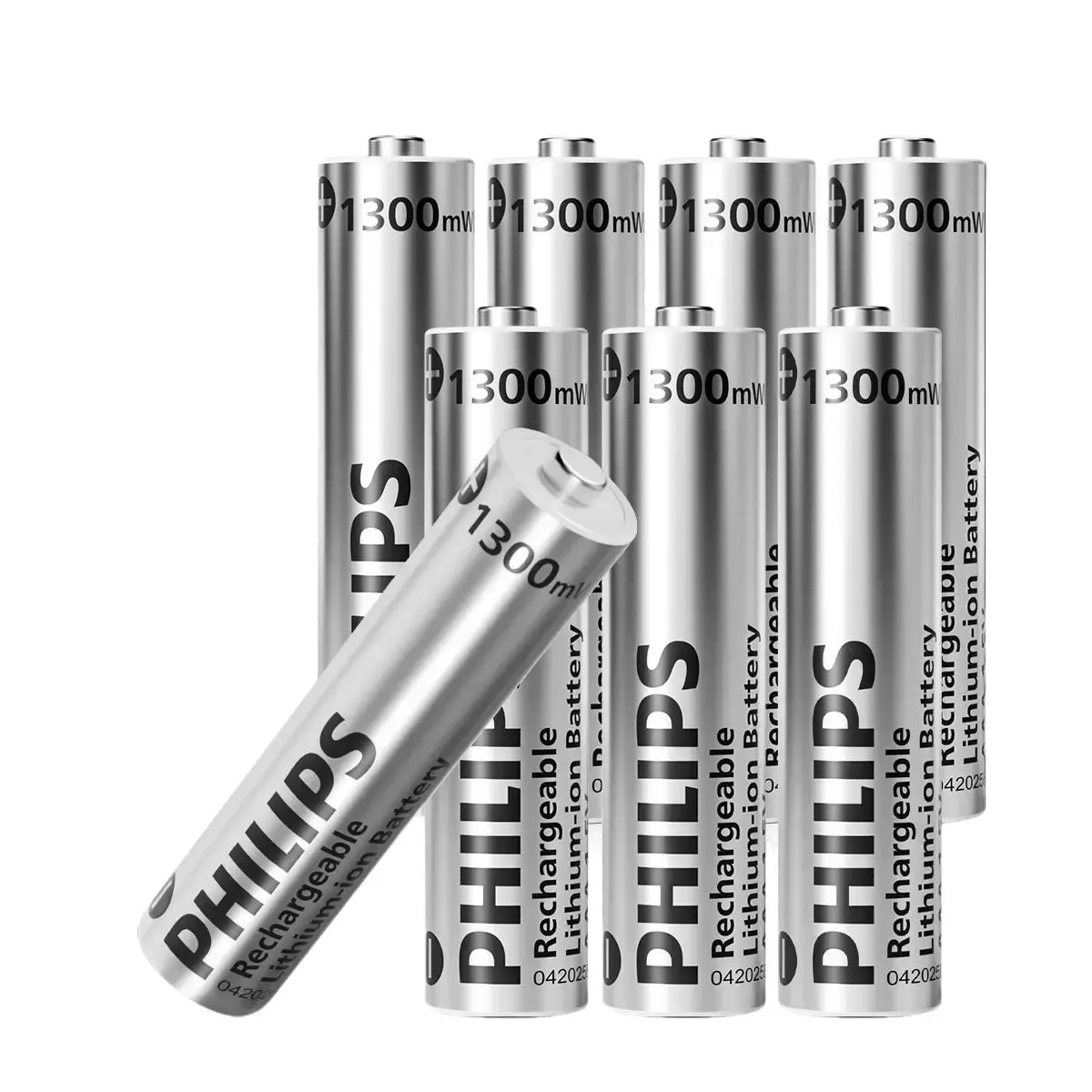 Philips Rechargeable AAA Lithium Batteries (8-Pack) - 1300mWh 1.5V Output, 1200 Cycles Long Cycle Life, Compatible with Flash, Alarm Clock, Doorbell, Scale, Radio, Portable for Electronic Devices