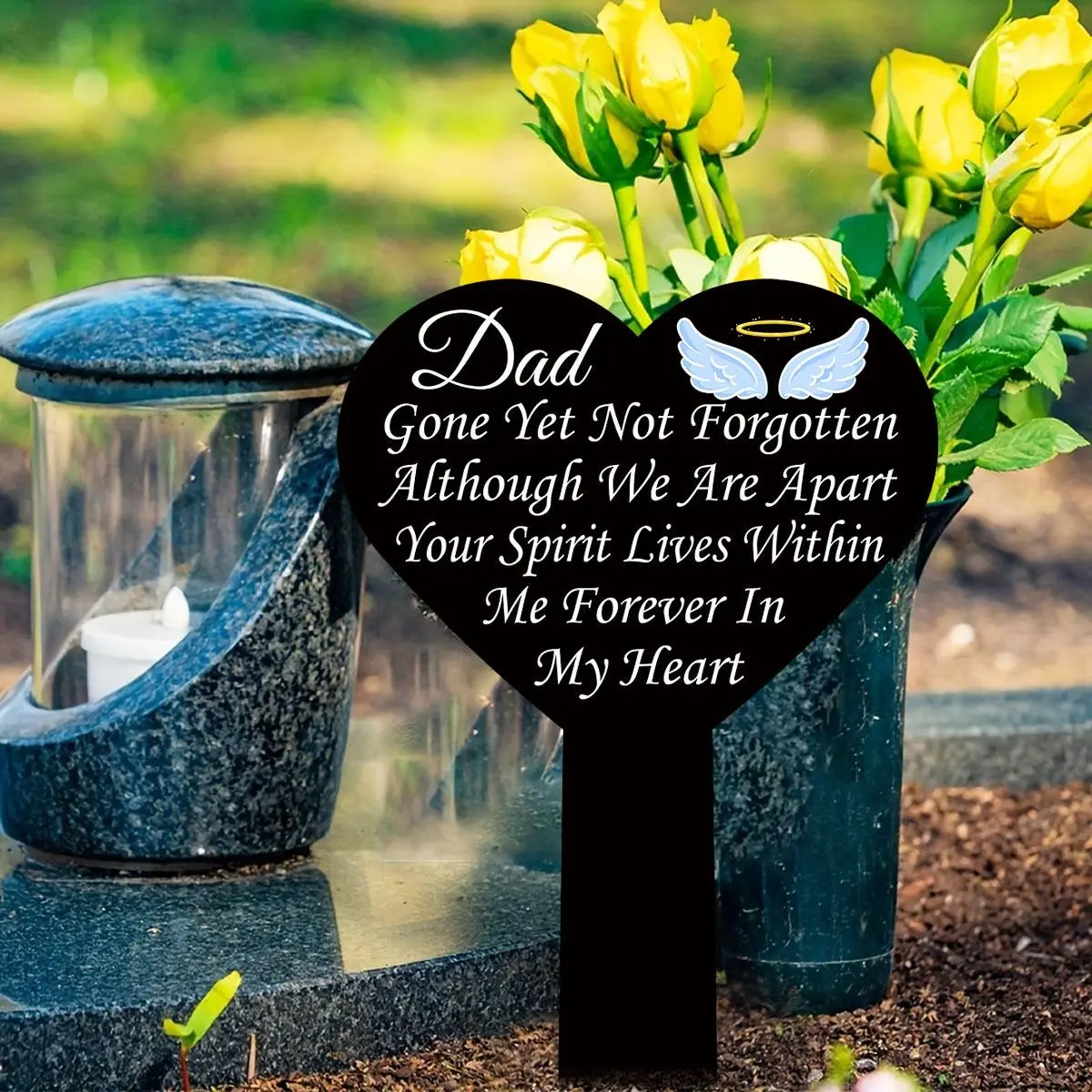 Heart Shaped Grave Marker, Outdoor Garden Decoration, Garden Decor Supplies for Outdoor Yard Cemetery, Garden Decoration Supplies, Outside