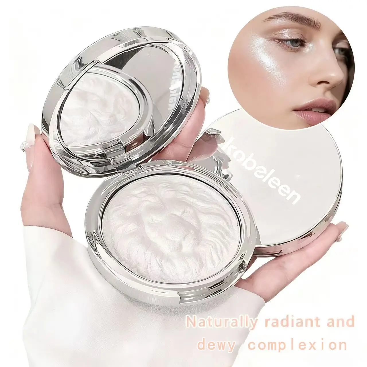 Lion series paste with mashed potatoes texture, natural waterproof and long-lasting facial, eye and body highlighter, comes with a mirror, easy to create makeup, High Shine Makeup, Glowy highlighter, Long Lasting Shimmer, stage parties, music festivals