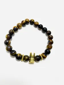 He Is King 8mm Tiger’s Eye Crown Bracelet - Handmade by Mad Mellow