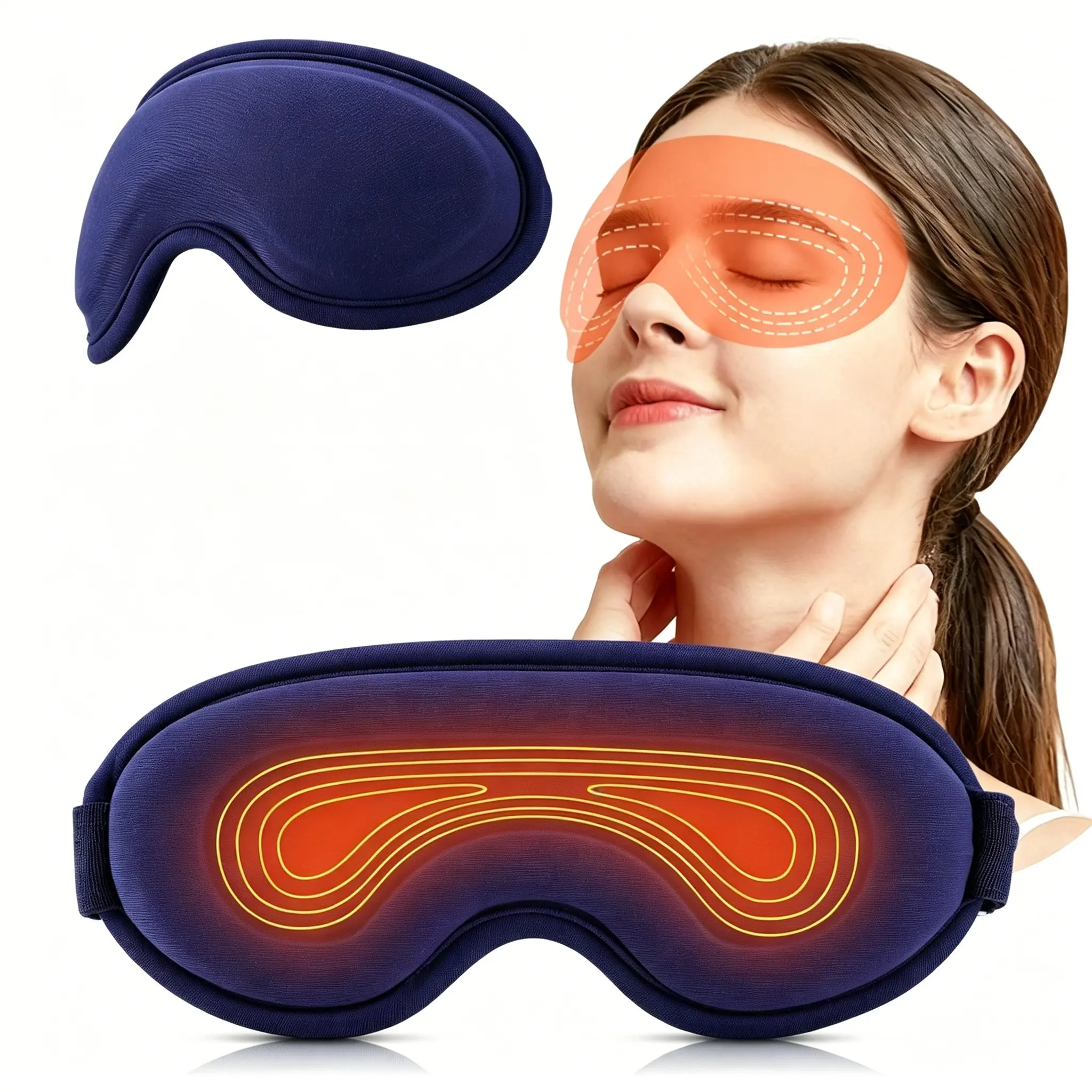 Electric Heating Eye Compress Mask, Lightweight & Portable, 3 Heat Levels, Relieves Eye Strain & Soreness, Ideal for Travelers & Night Shift Workers