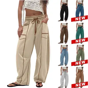 Naeduo Womens Baggy Barrel Pants  Wide Leg Lounge Drawstring Sweatpants with Pockets