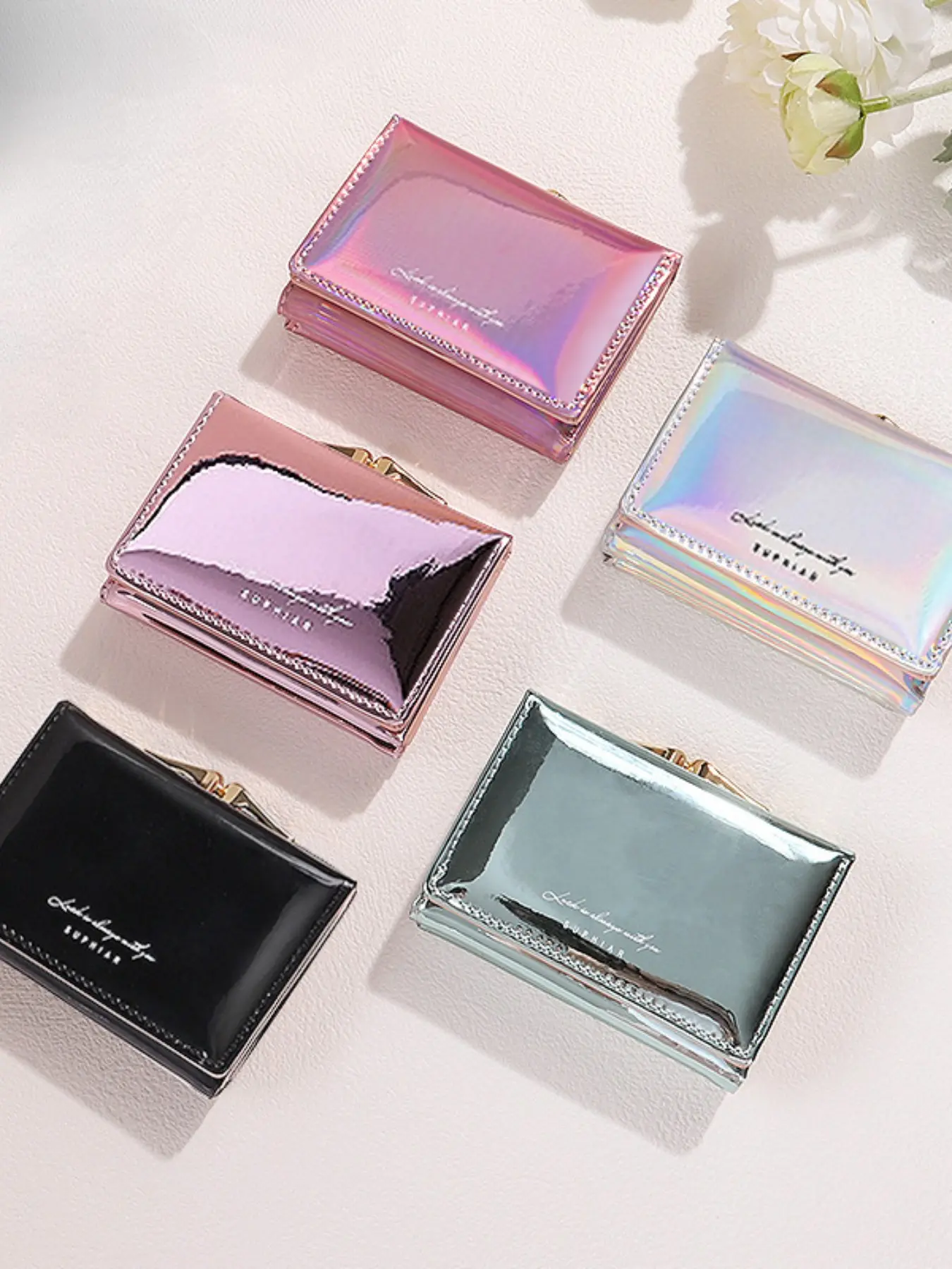 Laser Ins Style Coin Purse for Women PU Card Holder Student Fashion 70% off Versatile Short Cute Fashionable Wallet for Women High-end Feel Bifold Wallets Coin Pouch