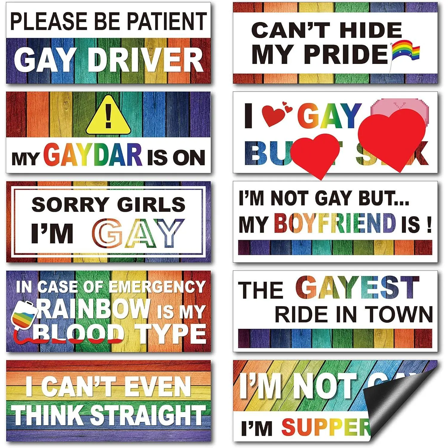Funny Bumper Stickers Gay Pride Magnets Car Prank Stickers Magnetic LGBTQ Car Stickers for Vehicles and Trucks or Fridge Magnet