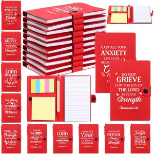40 count Christian Gifts Bulk,  Verse Notebooks with Pens Sticky Notes for Women Men, Church, Nurse, Teacher,  Study Supplies for Group, Ministry Event, Father' Day, Graduation(Red)
