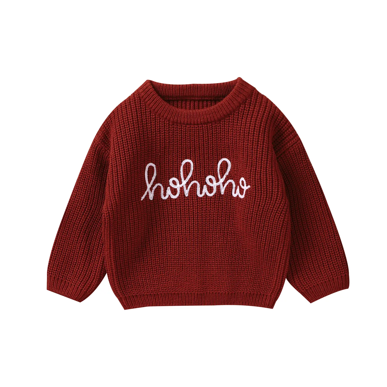 Canrulo Toddler Baby Boys Girls Christmas Sweaters Knitwear Letter Embroidered Long Sleeve Crew Neck Pullover Jumper Tops