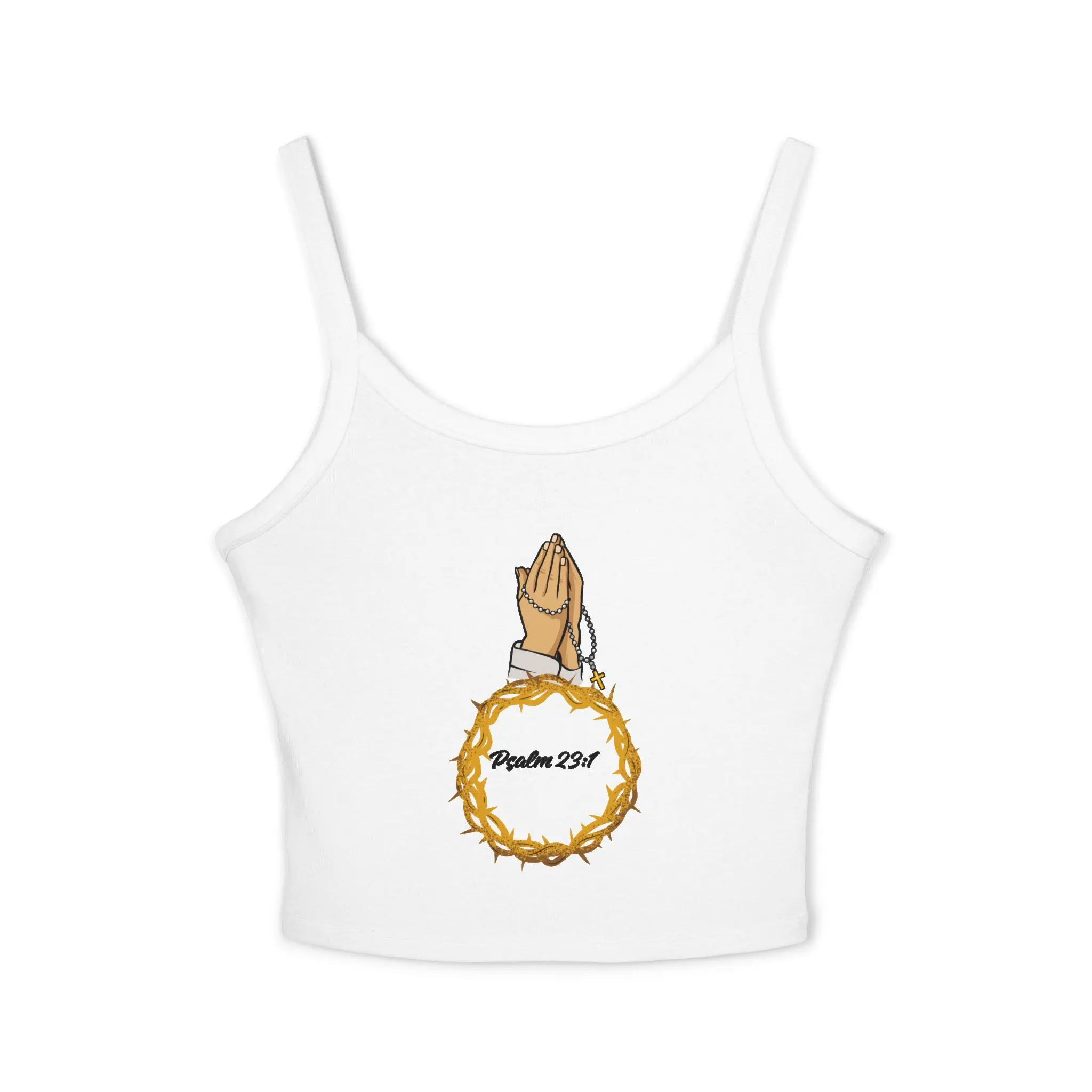 Praying Hands Rosary Tank Top | Christian Faith Scripture Crop