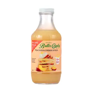 Peaches & Cream Syrup for Pancakes and Waffles, Less Sugar, No Corn Syrup, Gluten Free, Made without Artificial Flavors Sweet Beverage