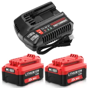 2 Pack 6.0Ah 20 Volt Replacement Battery and Charger for Craftsman 20 V  Lithium Ion Batteries CMCB201 series Cordless Power Tools