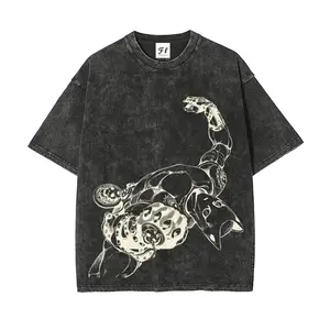 “Killer Queen ”JoJo's Bizarre Adventure Character Acid wash T-Shirt Short Sleeve Cotton Unisex Retro tee,anime fashion style,stylish outfit