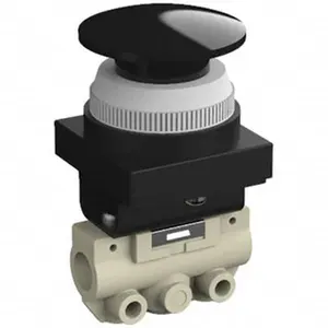 SMC Pneumatics Push Button Mushroom Mechanical Valve - 2-Way 2-Port, 0.14 CV Flow Rate, 1/8" NPT Inlet, Model VM120-N01-30BA