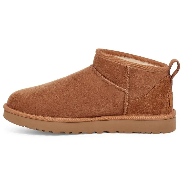 Women's UGG Classic Ultra Mini Ankle Shoe - Sheepskin Insulated Snow Footwear with Non-Slip Soles, Chestnut Brown
