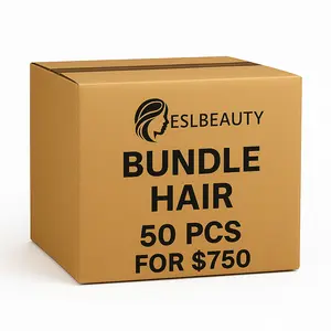 ESLBEAUTY Wholesale Factory Bundle - 50 Bundles For $750 - High-Quality Human Hair Extensions  - 100% Real Human Hair