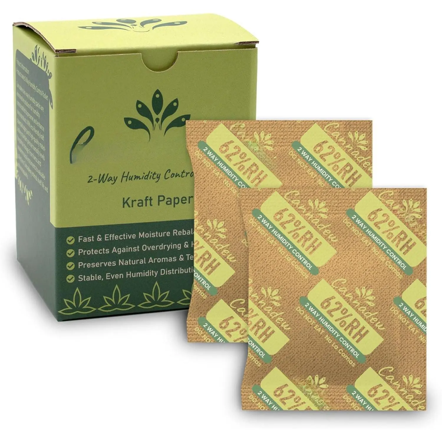 62% RH 4Gram (15 Pack)  Paper Two-Way Humidity Control Packets - Humidity Absorber Packs for Storage, Hydration Packets in Paper Box