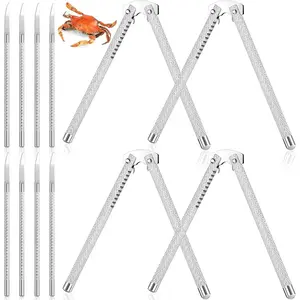 12 Pack Nut Cracker Set Nutcracker and Picks Set Stainless Steel Nut Opener Walnut Pecan Tool Seafood Crackers Lobster Crab Cracker Pliers for Walnut Hazelnut Almond Crab