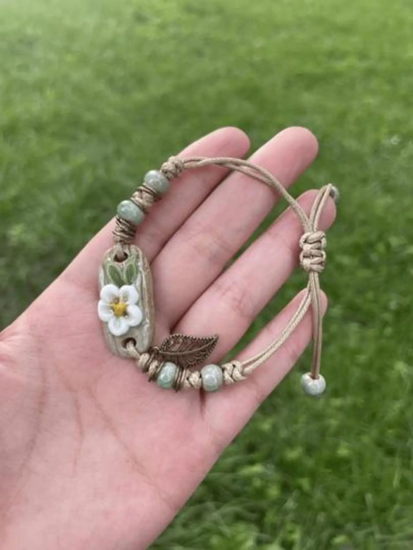 Handmade Ceramic Flower Cuff Exquisite Bracelet Adjustable Bangles Unisex Jewelry Elegant Simple Style Fresh Sweet Design Perfect Gift