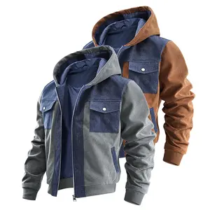 Men's Tactical Hooded Jacket Spring Autumn Wear Resistant Versatile Workwear Splicing Casual Outdoor Hiking Mountaineering Rugged Style