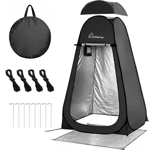 Wolfwise Pop Up Changing Tent for Camping, Portable Privacy Shower Tent with Removable Floor & Rain Fly, Instant Outdoor Toilet & Dressing Tent with Silver Coating for Beach, Hiking & Camping