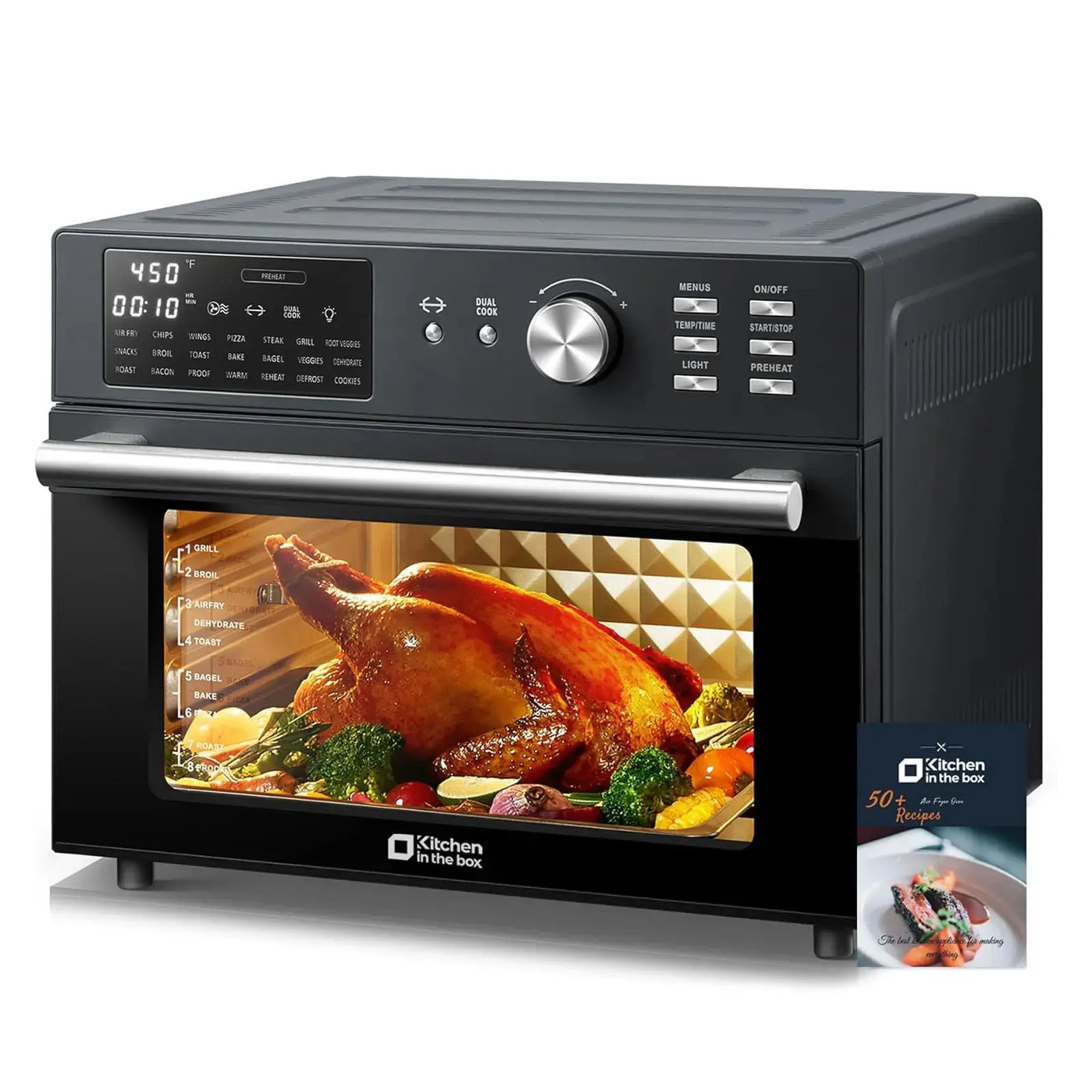 32QT Extra Large Air Fryer Toaster Oven Combo, 21-in-1 Countertop Convection Toaster Oven with Air Fry, Bake, Toast, Roast, 6 Accessories, 1800W Dual Cook Preset
