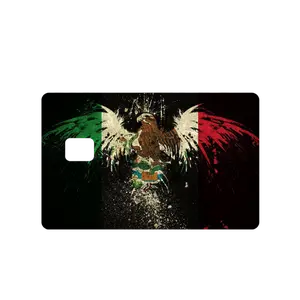 Custom Adhesive Stickers Mexico's Painted Eagle Flag Skull Credit Card Sticker - High Quality, Waterproof, Stain Resistant
