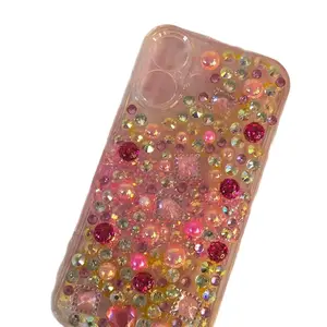 Pink Bedazzled Junk Phone Case for IPhone 16. Custom Phone Case (Rhinestones, Pearls). Glam Luxury Phone Case