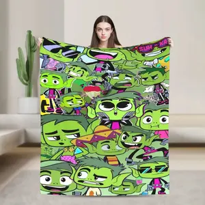 Best Birthday Gift for Teen Titans Go Fans Beast Boy Flannel Blanket Machine Washable Super Soft Warm Plush Throw for Bedroom Decor