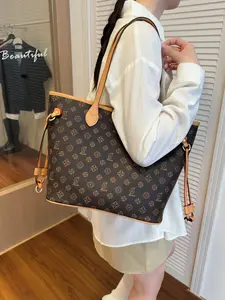 Classic Floral Tote Bag 2026 New Fashion Simple Shoulder Handbag, Large Capacity Commuter Bag, All Seasons Contemporary Style