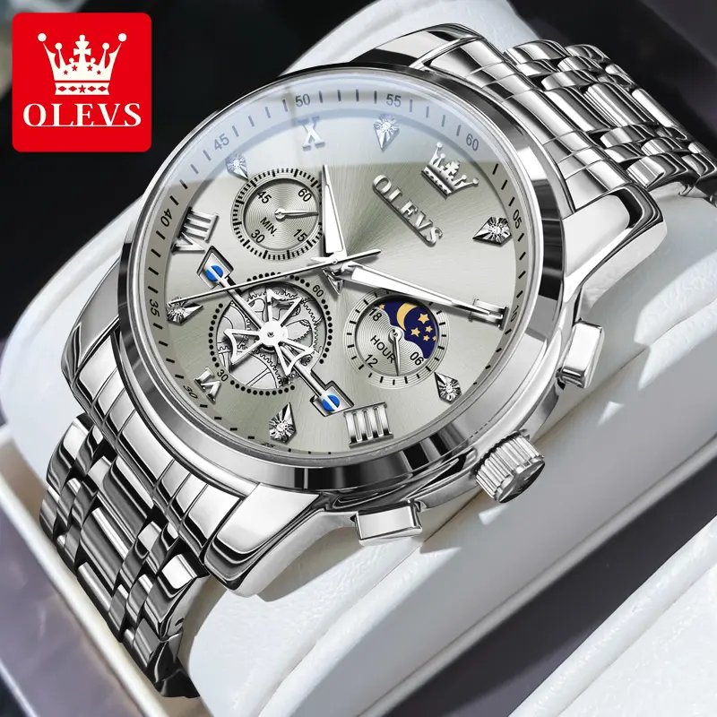 OLEVS Men's Quartz Watch, Cool Sports Style, Multi-Functional, Waterproof & Luminous Dial