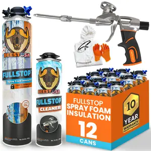 BEEST FullStop Spray Foam Insulation Kit for Walls and Attic - Perfect Heat & Acoustic Insulation for Reduced Energy Bills - Spray Foam Cans, Pro X Gun & Cleaner Can & Safety Gear