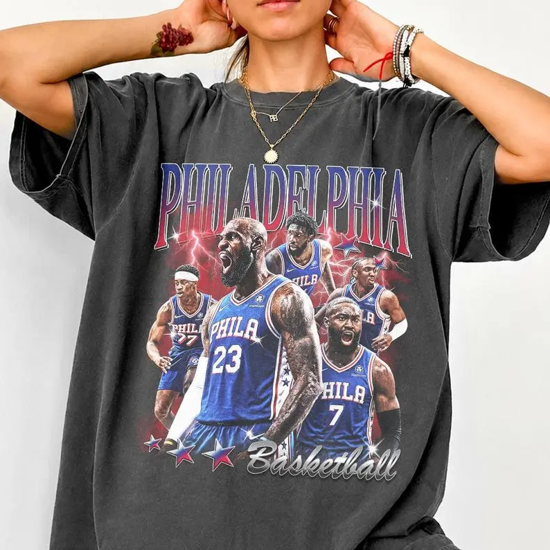 Vintage LeBron James Bootleg Rap Tee, Comfort Colors Phila Basketball Sixers Shirt
