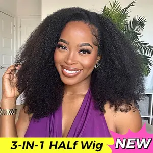 OQ HAIR Afro Curly Wear Go Glueless Half Wig 180% 250% Density Upgrade With Drawstring Cap Invisible Hairline Human Hair Wigs Beginner Friendly #TikTokShopBlackFriday