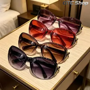 4-Pack Y2K Tortoise Shell Sunglasses for Women, Oversized Round Non-Prescription Frames, Pink Purple Tinted Lightweight Lenses, Trendy Fashion Eyewear for Driving Travel Summer Daily Wear summerwins