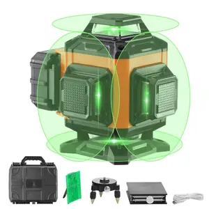summervibes VEVOR Laser Level, 100ft, Self Leveling Manual Green 4x 360 Cross 16 Line Laser, IP54 Waterproof Manual Self-leveling Mode 5h Continuous Working Time Line Laser, Battery Include