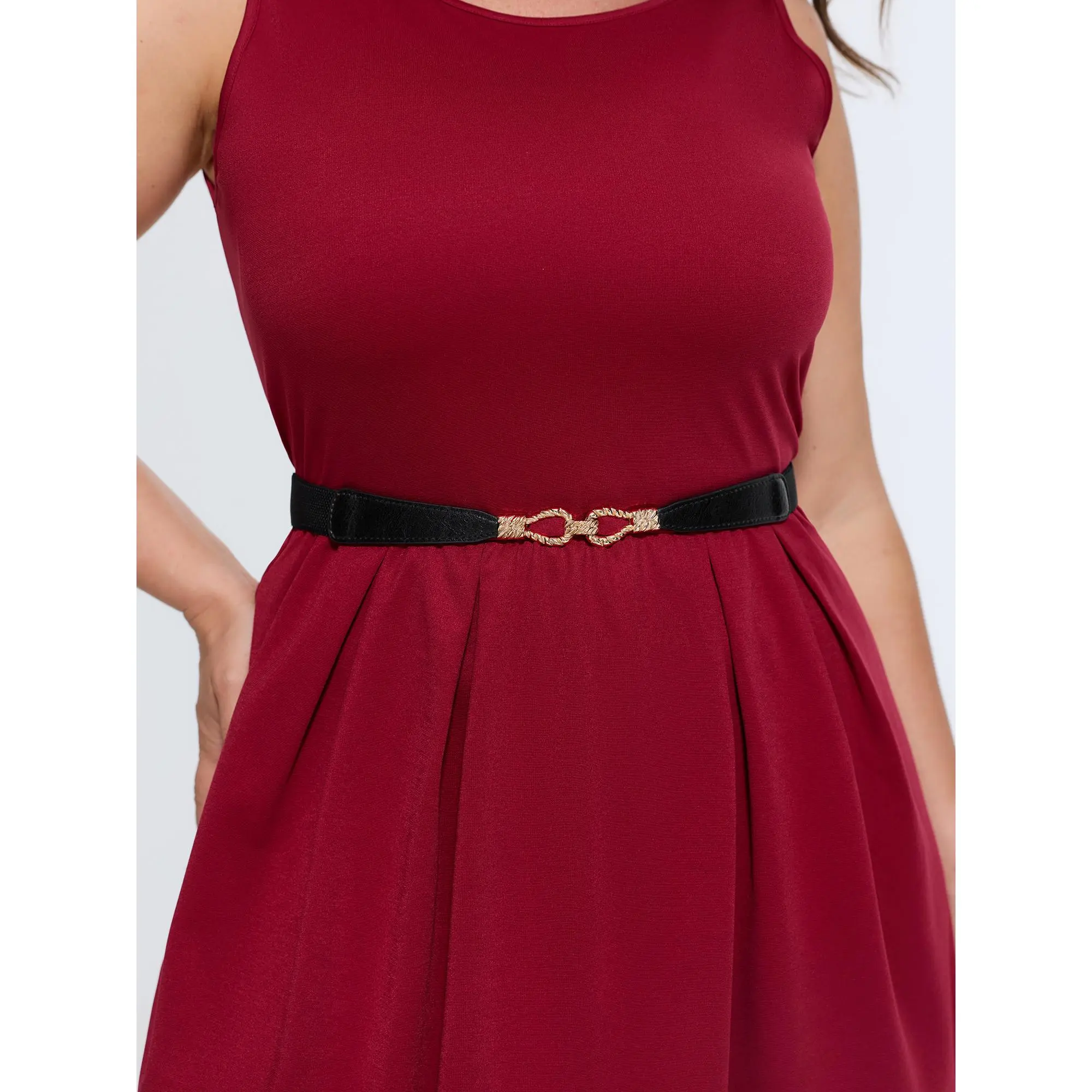 BloomChic Plus Size Elegant Gold Twisted Buckle Stretchy Belt[M-6X] 2026 Summerfinds