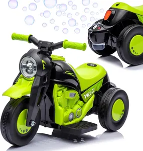 【Christmas Gift】6V Ride-On Bubble Motorcycle With Bubble Maker-3-Wheeler With Light And Music-Birthday Gift-Green