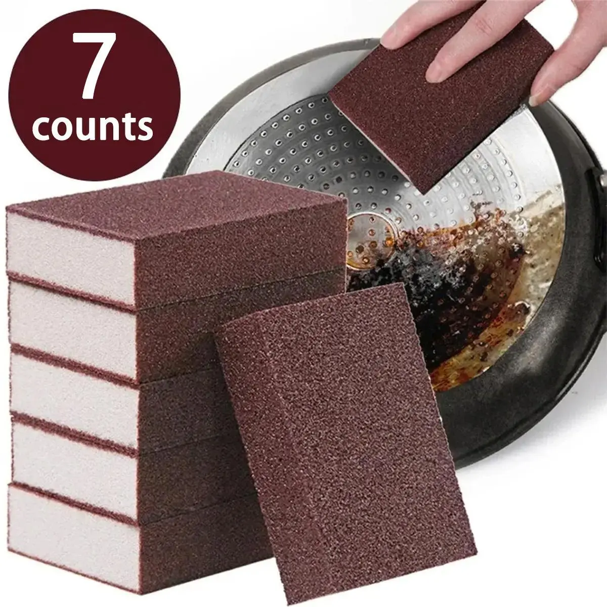 Nano Sponge, 7 Counts Heavy Duty Magic Erasers Carborundum Removing Rust Cleaning Sponge, Home Kitchen Pot Dish Rust Removal Emery Clean Rub, Kitchen Gadgets
