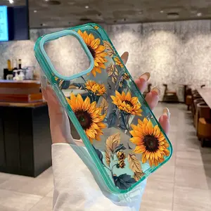Ultra-Thin Anti-Yellowing Shockproof Silicone Crystal Plastic Cellphone Case, Soft Handheld Accessories for iPhone 17, 16 Pro Max, 15 Plus, 14, 13, 12, 11 (Sunflower Symphony Design)