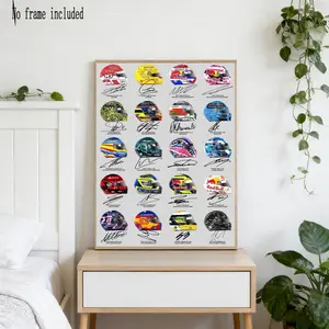 1pc F1 Driver Signed Poster Print, Lewis Hamilton, Lando Norris, George Russell Helmet Signature, Frameless Style, Home Decor Gift, Unframed Wall Art