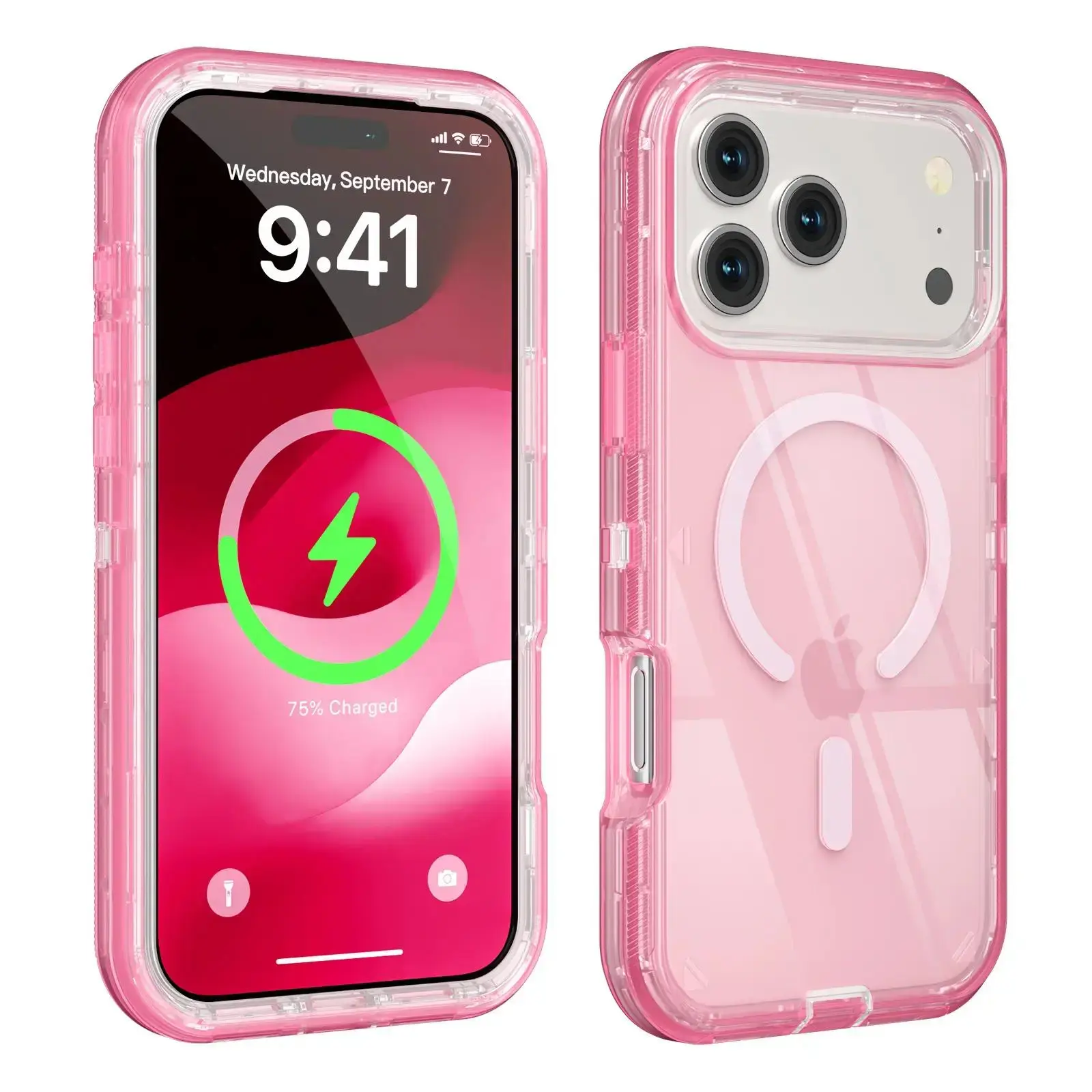 3-in-1 Heavy Duty Magnetic Clear Case - Aesthetic Dual Layer Shockproof Cover, Anti-Drop Everyday Protection for iPhone 17-13 Pro Max/Pro/Plus/Air